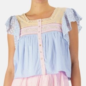 LoveShackFancy Pastel Lace Crop Top
